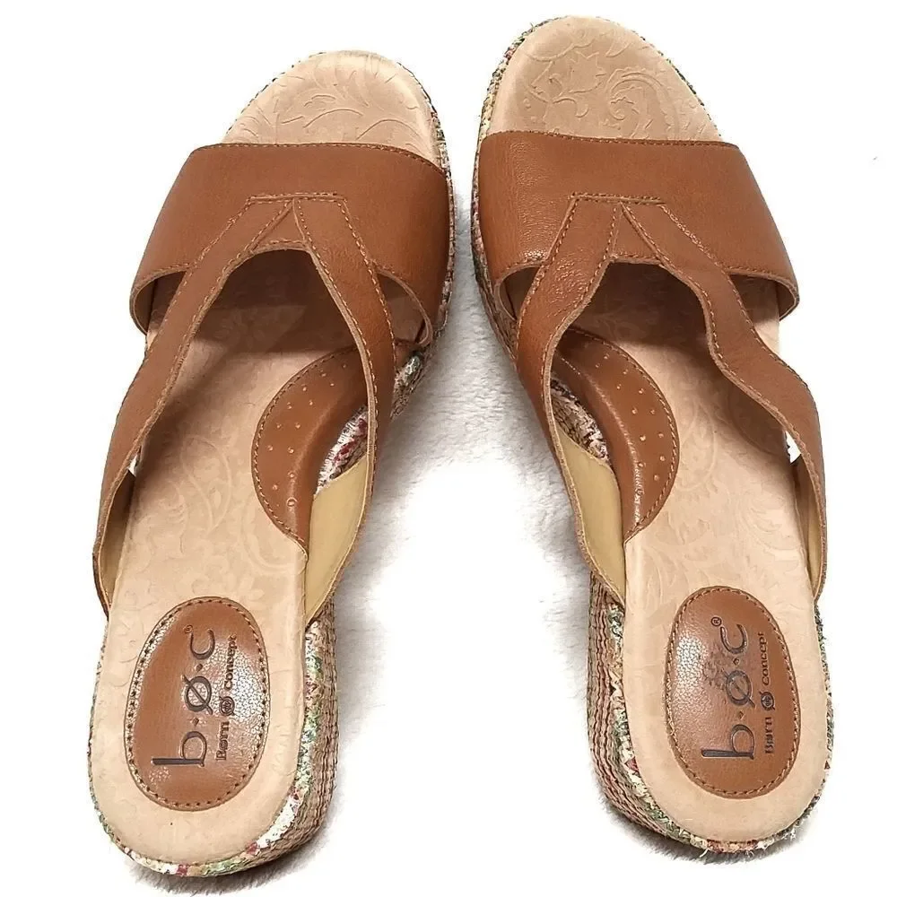 B.o.c. Aztec Print Open Toe Wedge Platform Sandals